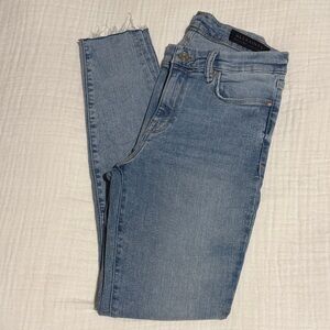 AllSaints Grace mid-rise skinny jeans in a light wash denim